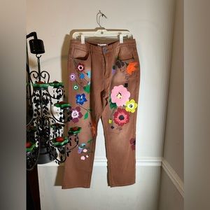 MISSLOOK BROWN FLORAL PANTS SIZE XL